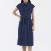 Women The Editor's Market Dresses | Treya Denim Dress Dark Blue