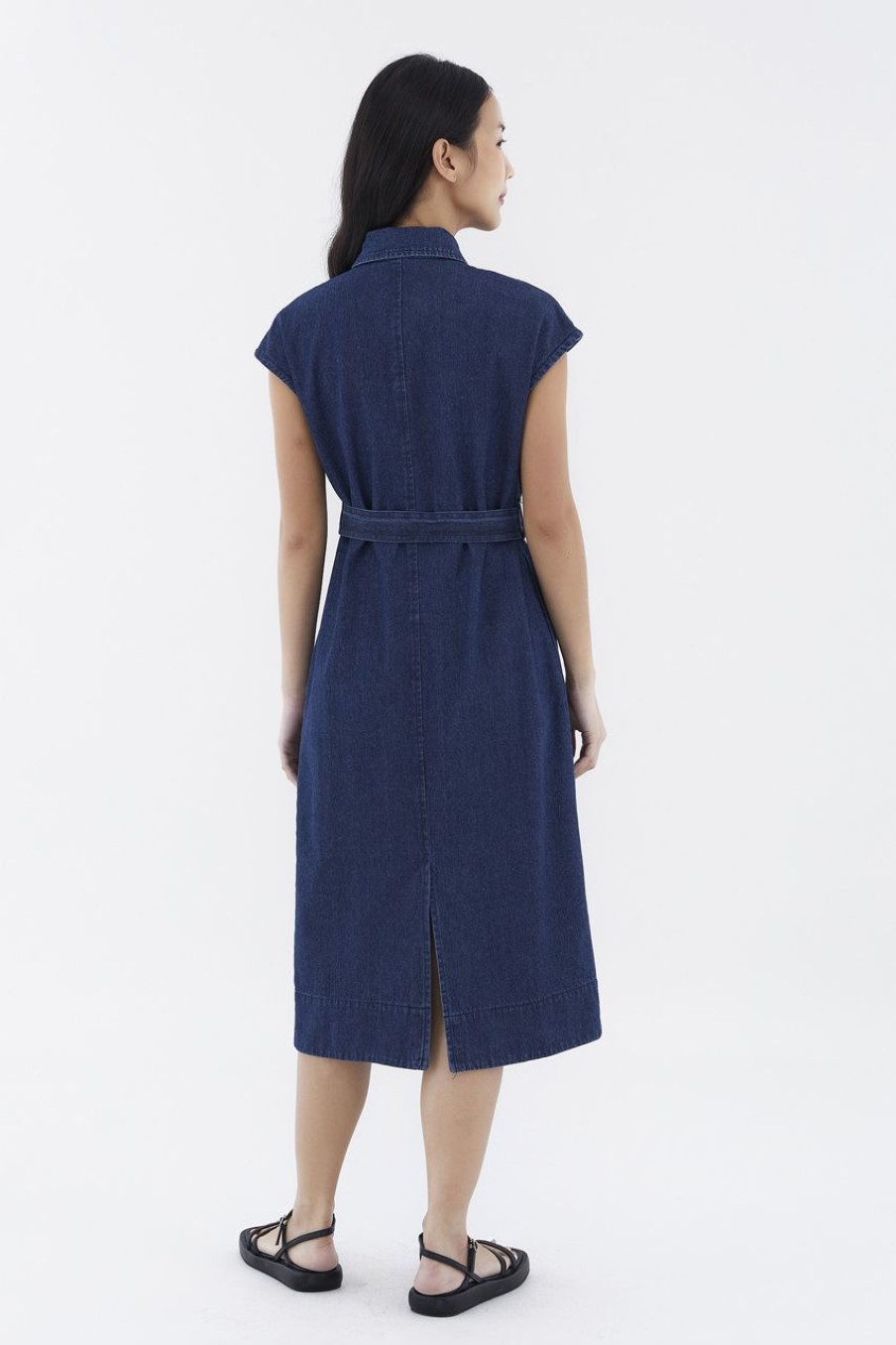 Women The Editor's Market Dresses | Treya Denim Dress Dark Blue