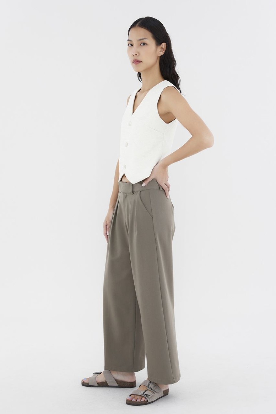 Women The Editor's Market Pants | Juralle Low-Rise Tailored Pants Umber