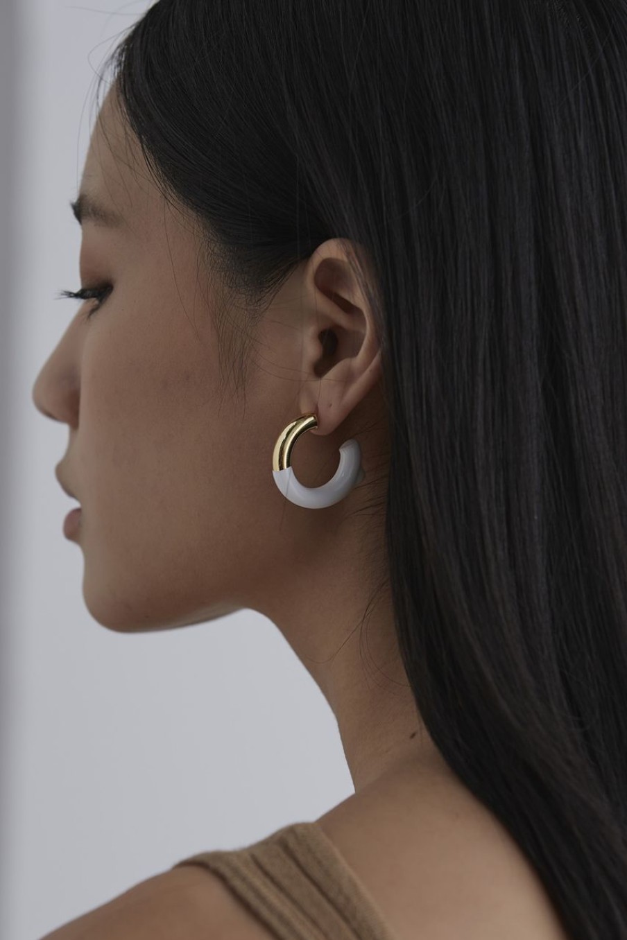 Women Afterall Earrings | Vera Hoop Earrings Gold/White