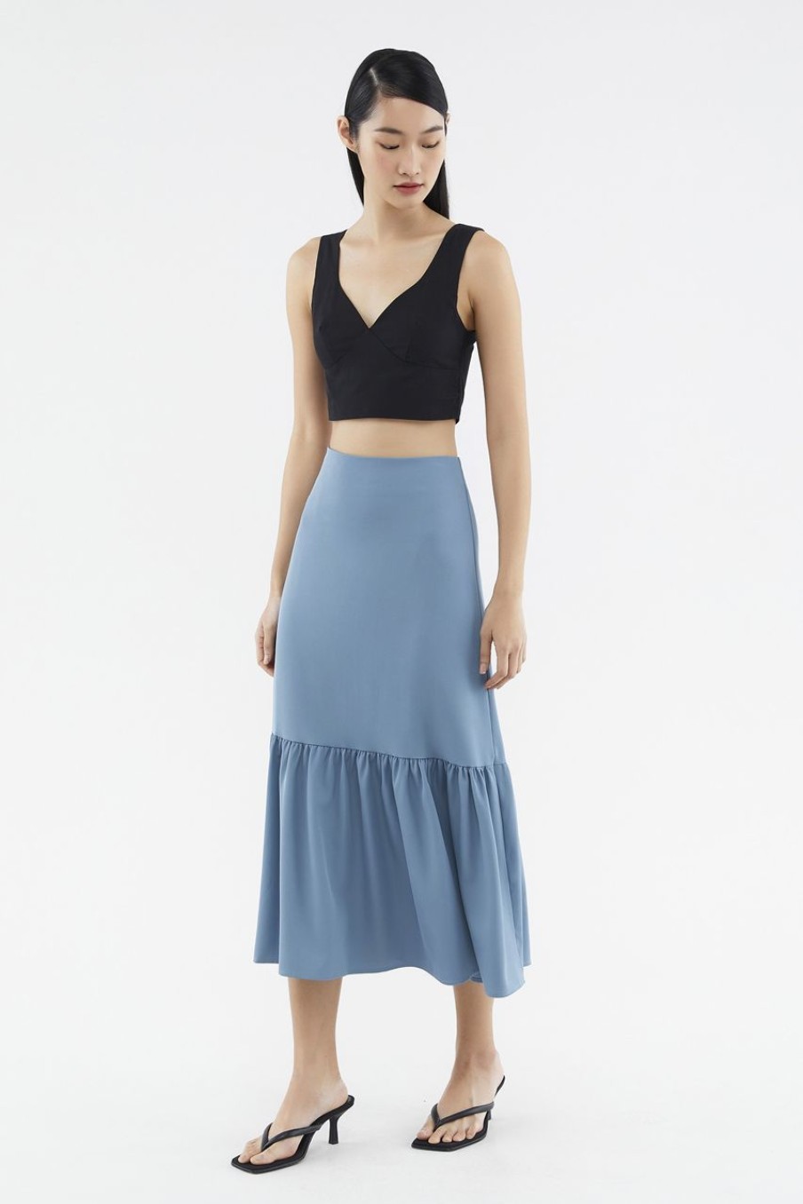 Women The Editor's Market Skirts | Betina Frill-Hem Skirt Sky Blue