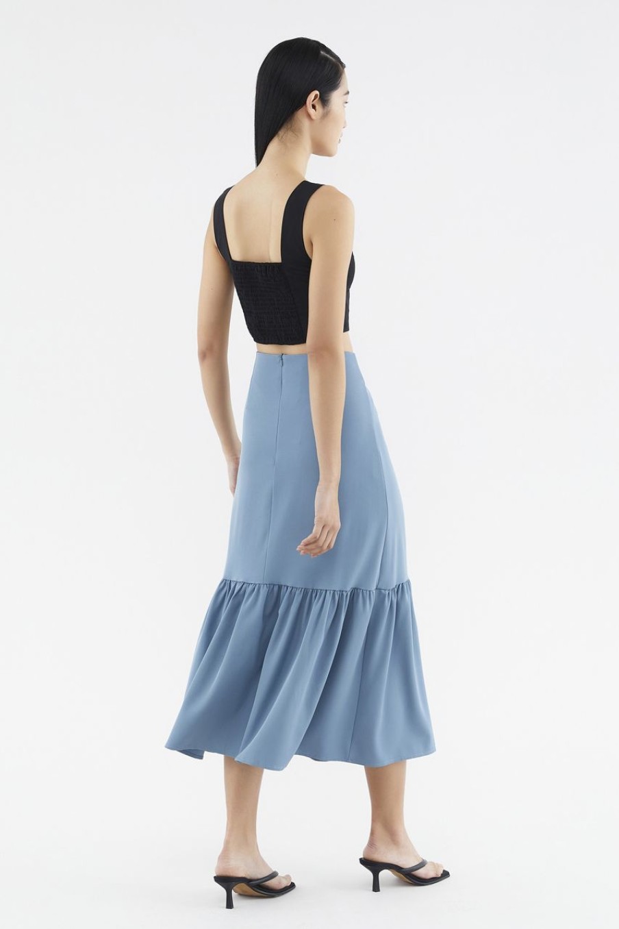 Women The Editor's Market Skirts | Betina Frill-Hem Skirt Sky Blue