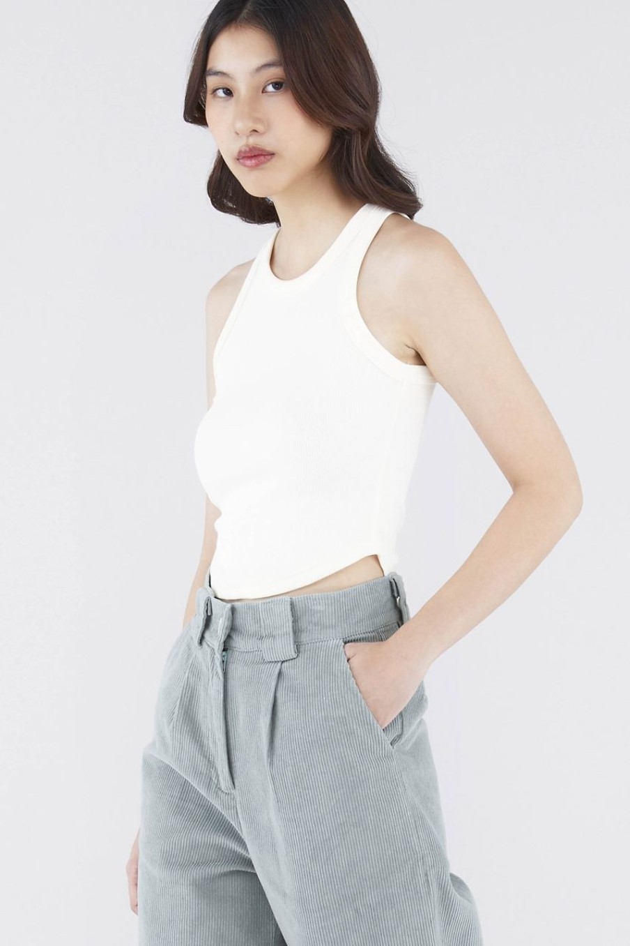 Women The Editor's Market Tops | Merda Curve Hem Tank Mascarpone