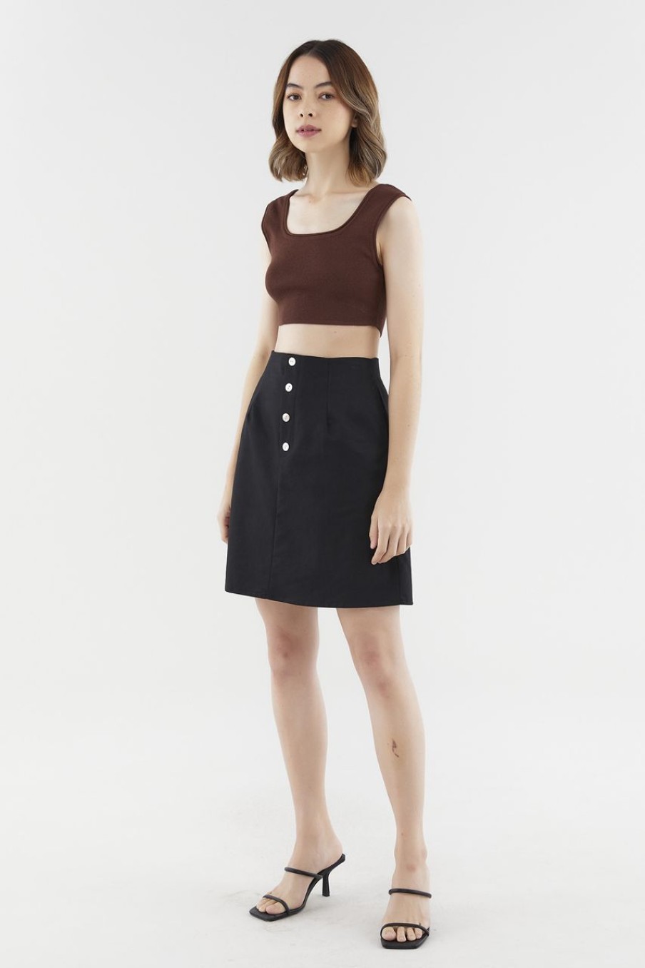 Women The Editor's Market Shorts | Goldia Buttoned Mini Skirt Black