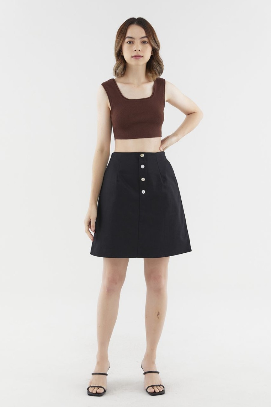 Women The Editor's Market Shorts | Goldia Buttoned Mini Skirt Black