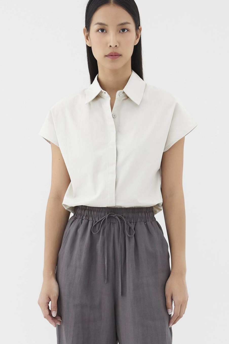 Women The Editor's Market Tops | Nomi Boxy Shirt Bone