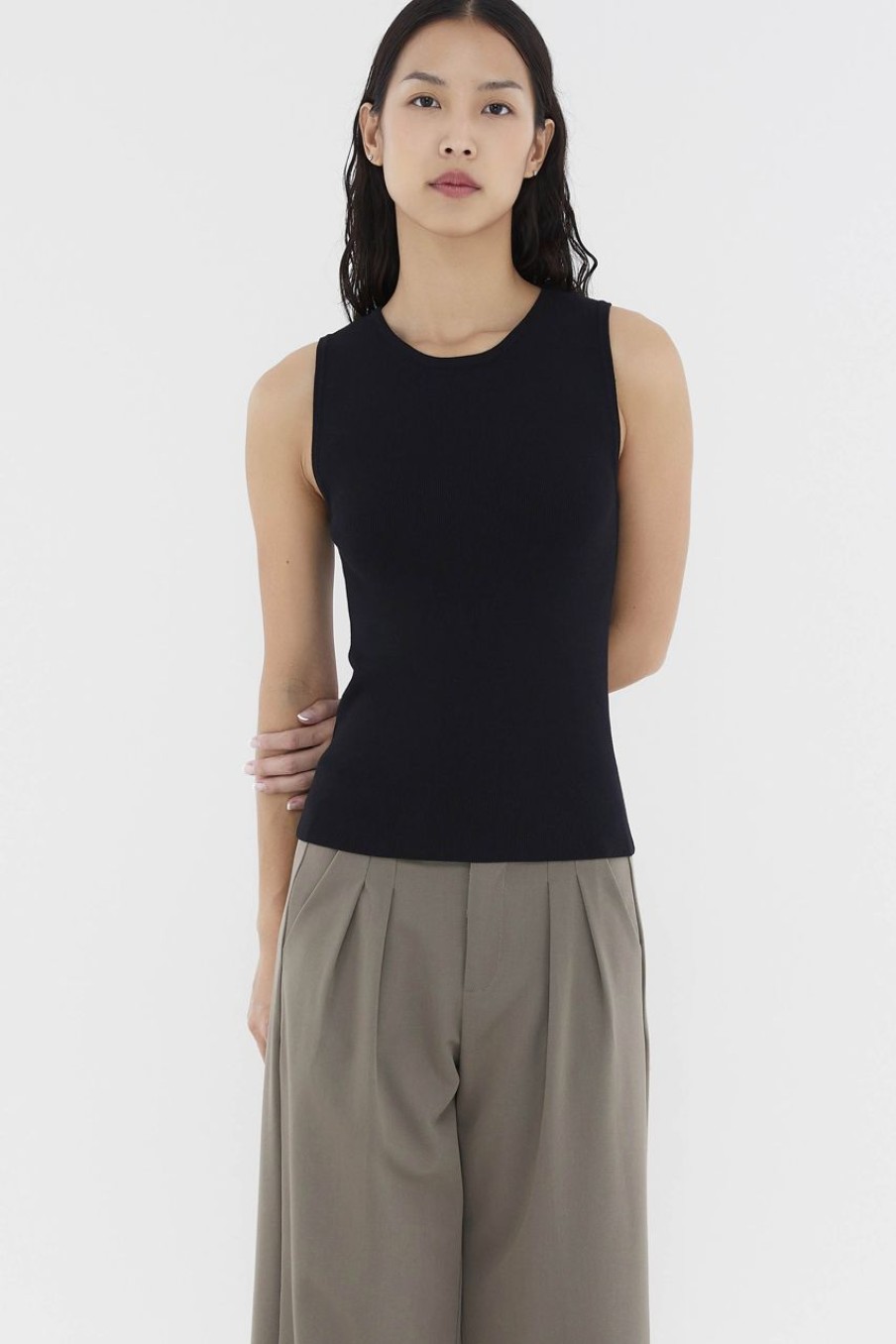 Women The Editor's Market Tops | Judie Knit Tank Black