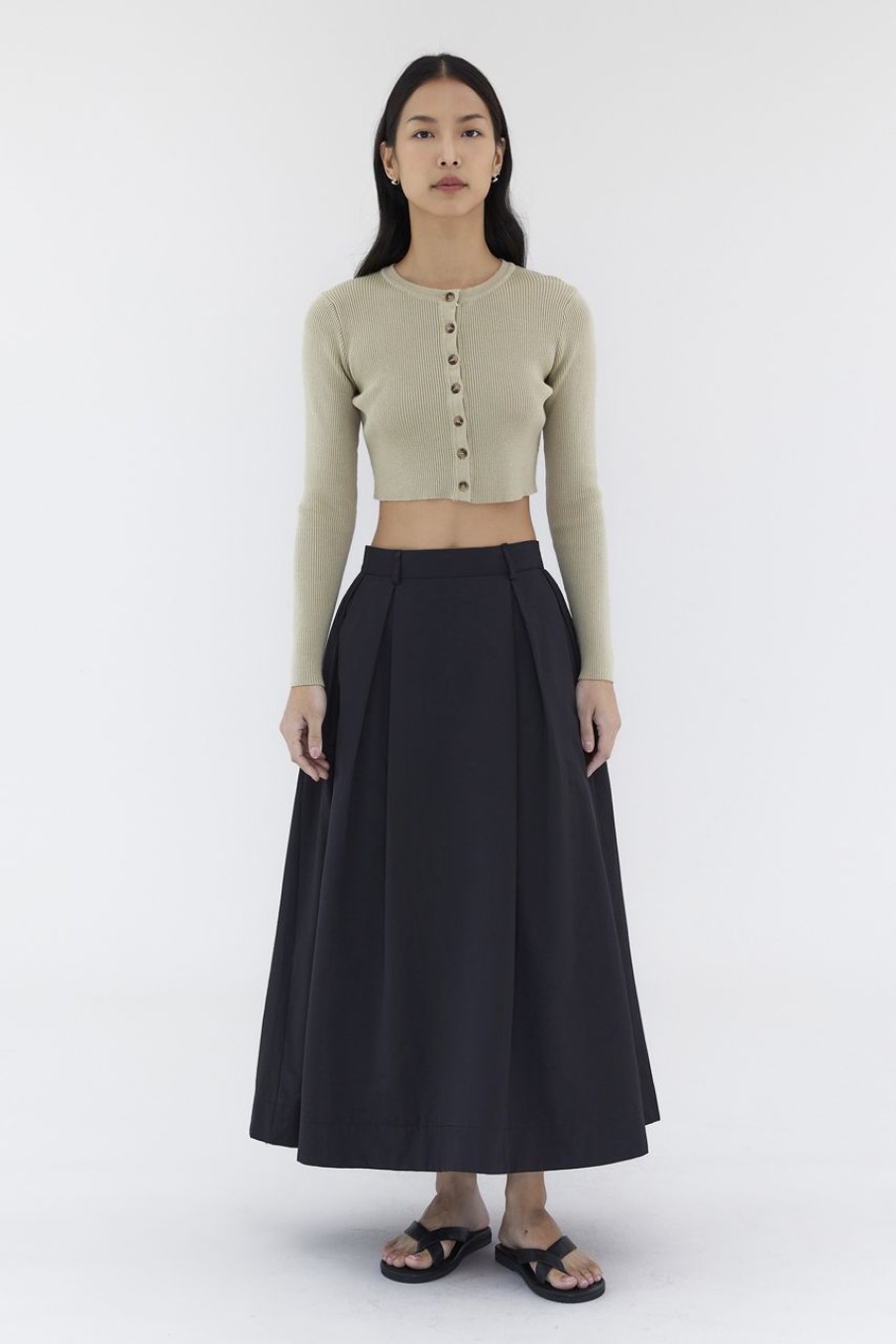 Women The Editor's Market Skirts | Savana Box-Pleat Skirt Black