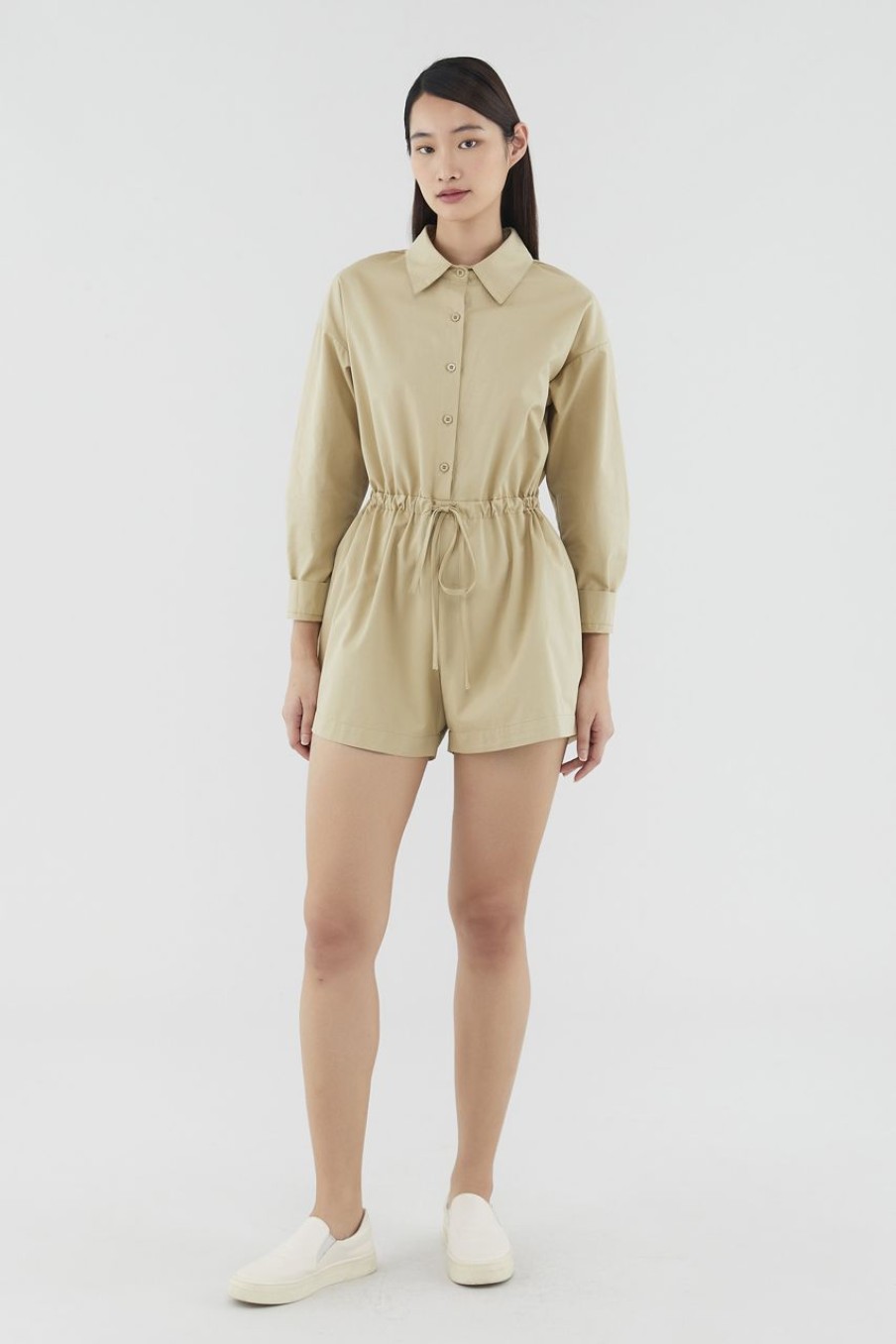 Women The Editor's Market Jumpsuits | Libbie Shirt Romper Husk