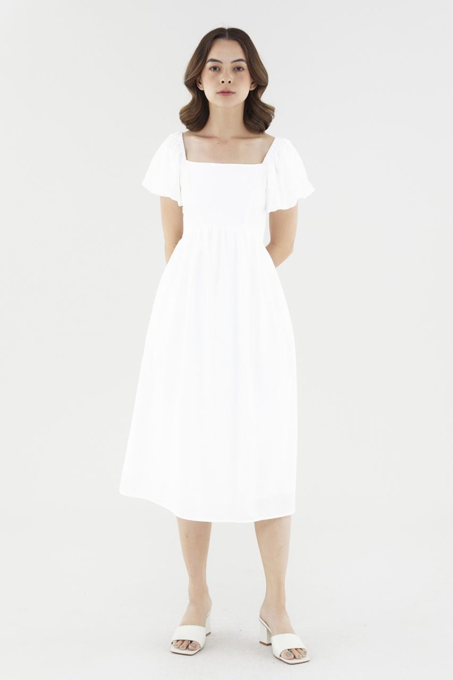 Women The Editor's Market Dresses | Bethenny Puff-Sleeve Dress White