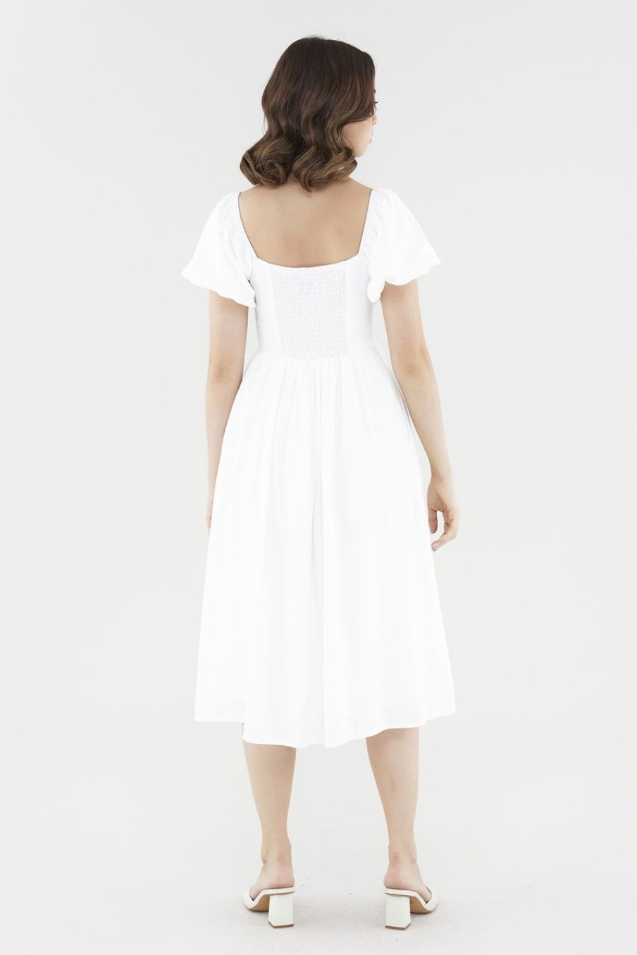 Women The Editor's Market Dresses | Bethenny Puff-Sleeve Dress White