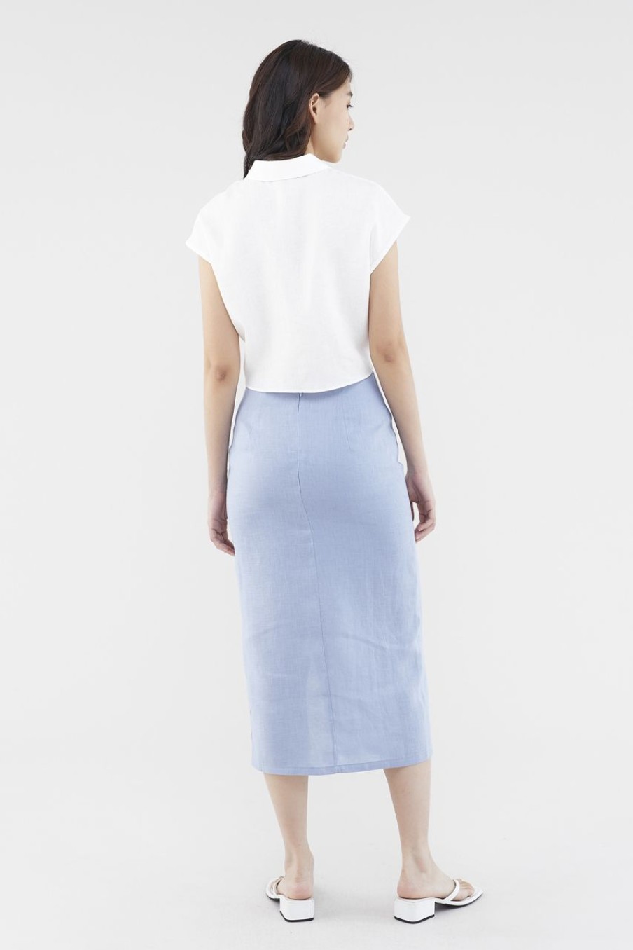 Women The Editor's Market Tops | Melsie Linen Twist Top White