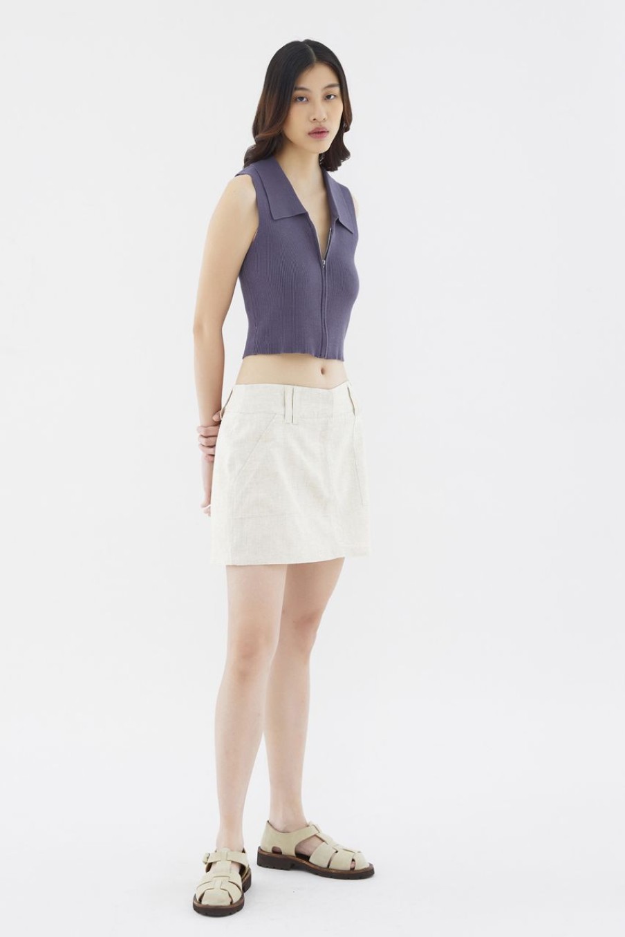 Women The Editor's Market Tops | Lyndor Polo Knit Tank Charcoal