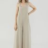 Women The Editor's Market Jumpsuits | Dorene Linen Tie-Back Jumpsuit Taupe