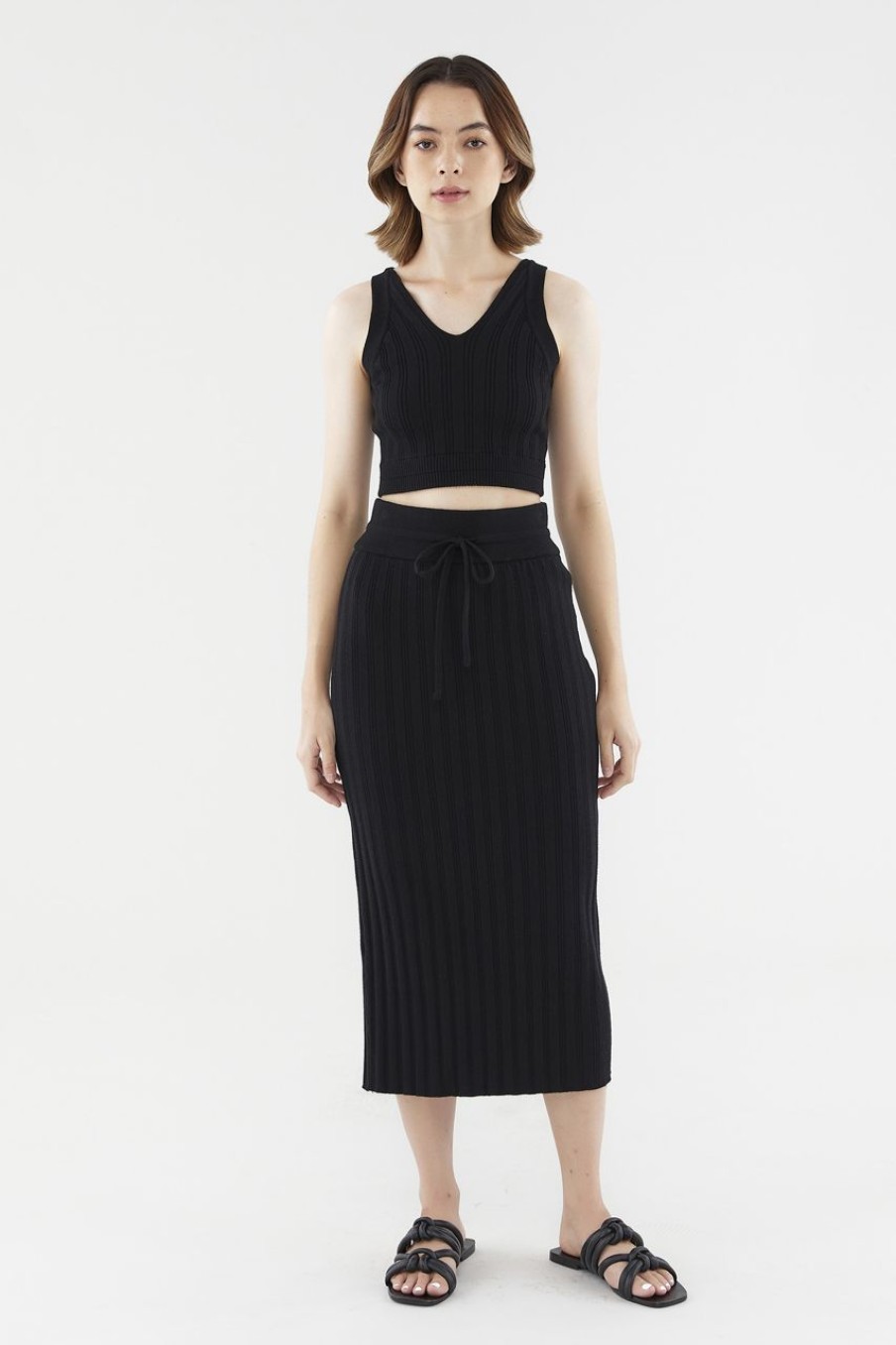 Women The Editor's Market Skirts | Hollis Ribbed Skirt Black