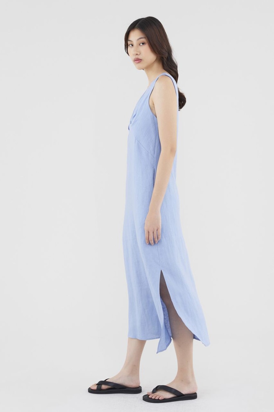 Women The Editor's Market Dresses | Raylina Linen Column Dress Dusk