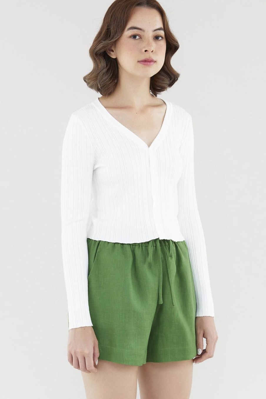 Women Palette Tops | Drena Crop Cardigan White