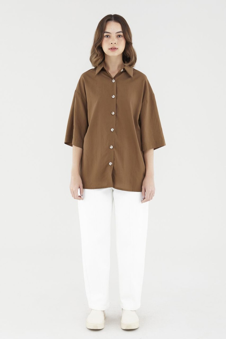 Women The Editor's Market Tops | Mirae Relaxed Shirt Mocha