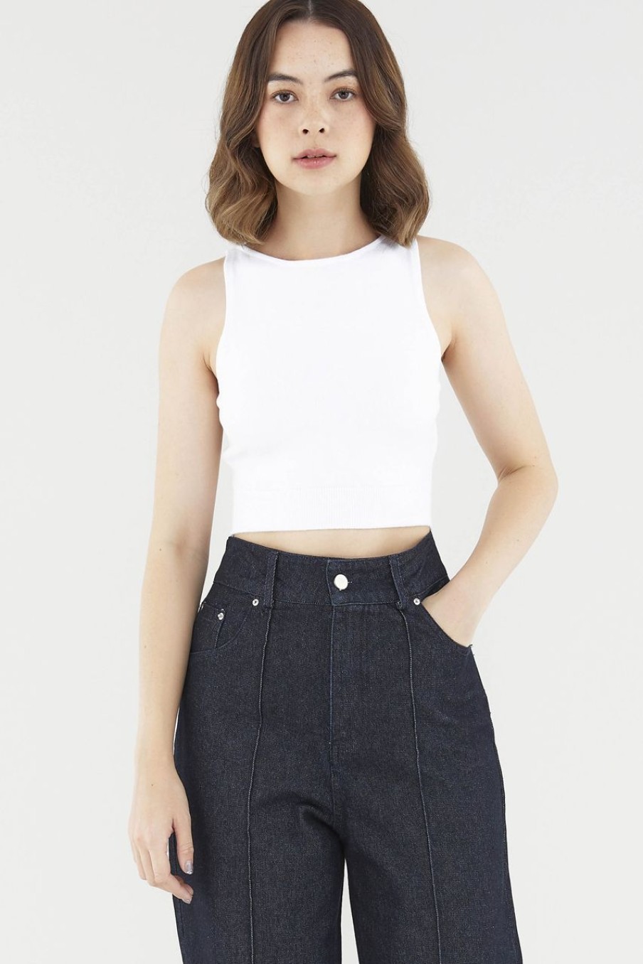 Women The Editor's Market Tops | Stella Knit Crop Top White