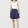 Women The Editor's Market Shorts | Brinda Relaxed Shorts Navy Blue