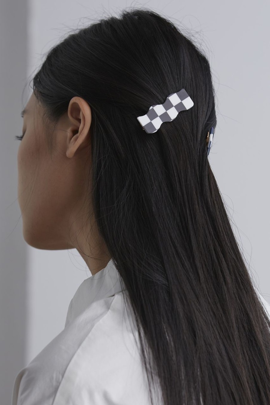 Women Afterall Hair Accessories | Jules Hair Clip White/Black Checks