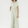 Women The Editor's Market Jumpsuits | Cataleya Linen Cut-Out Jumpsuit Pistachio