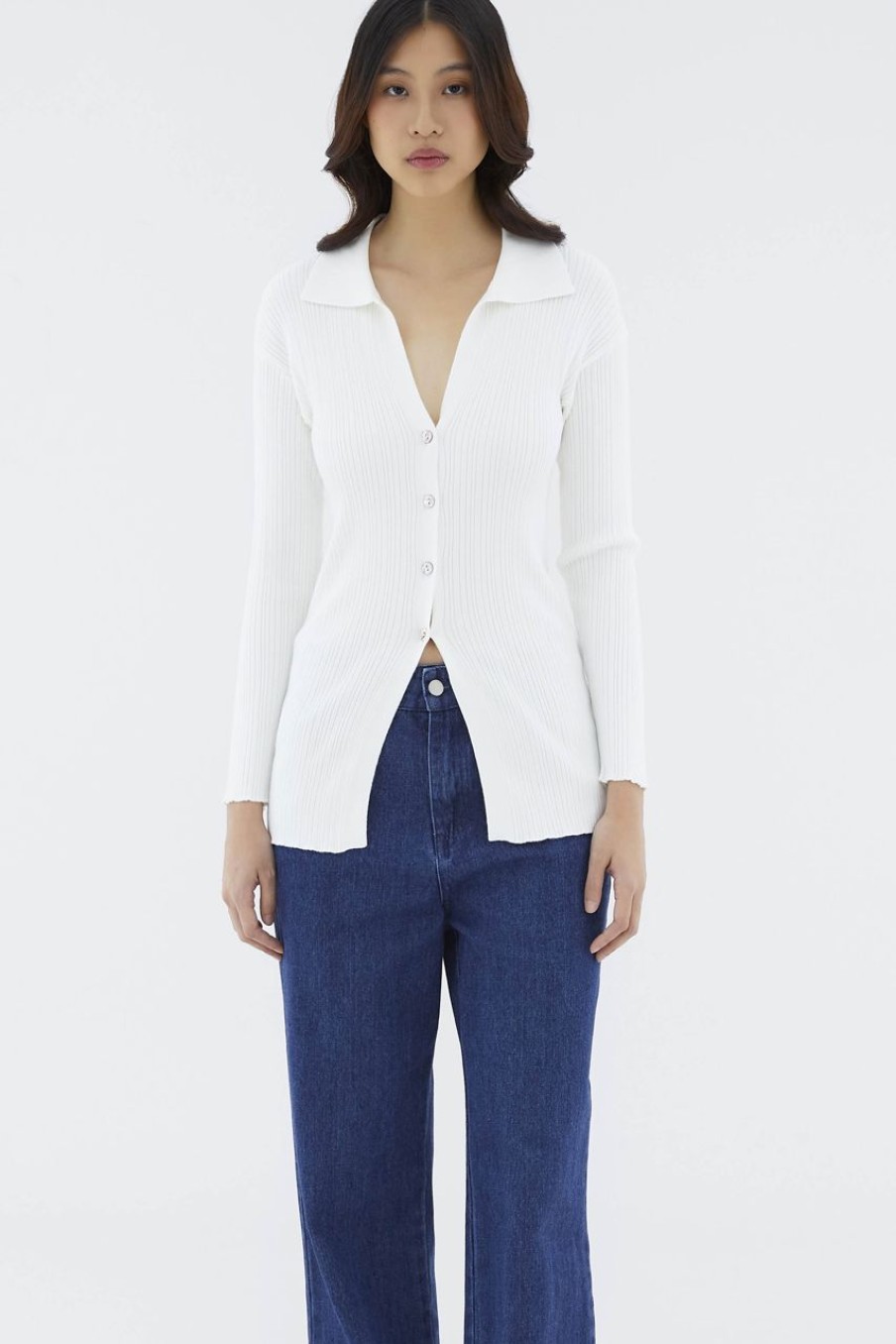 Women The Editor's Market Tops | Quicinda Longline Knit Top White