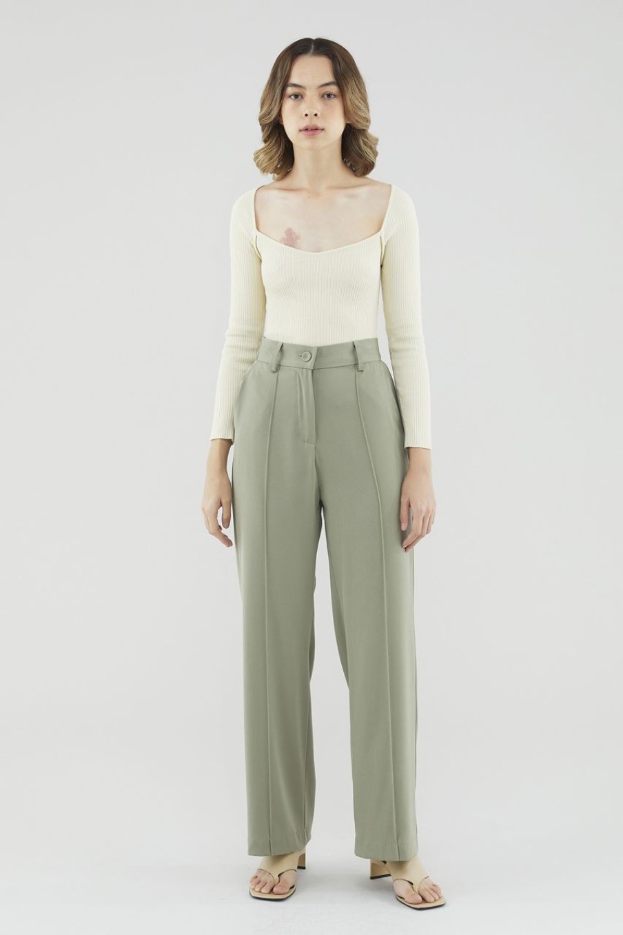 Women The Editor's Market Pants | Edelyn High-Waist Pants Avocado