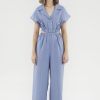 Women The Editor's Market Jumpsuits | Cataleya Linen Cut-Out Jumpsuit Steel Blue