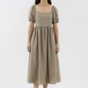 Women The Editor's Market Dresses | Emblair Linen Puff Sleeve Dress Nutmeg