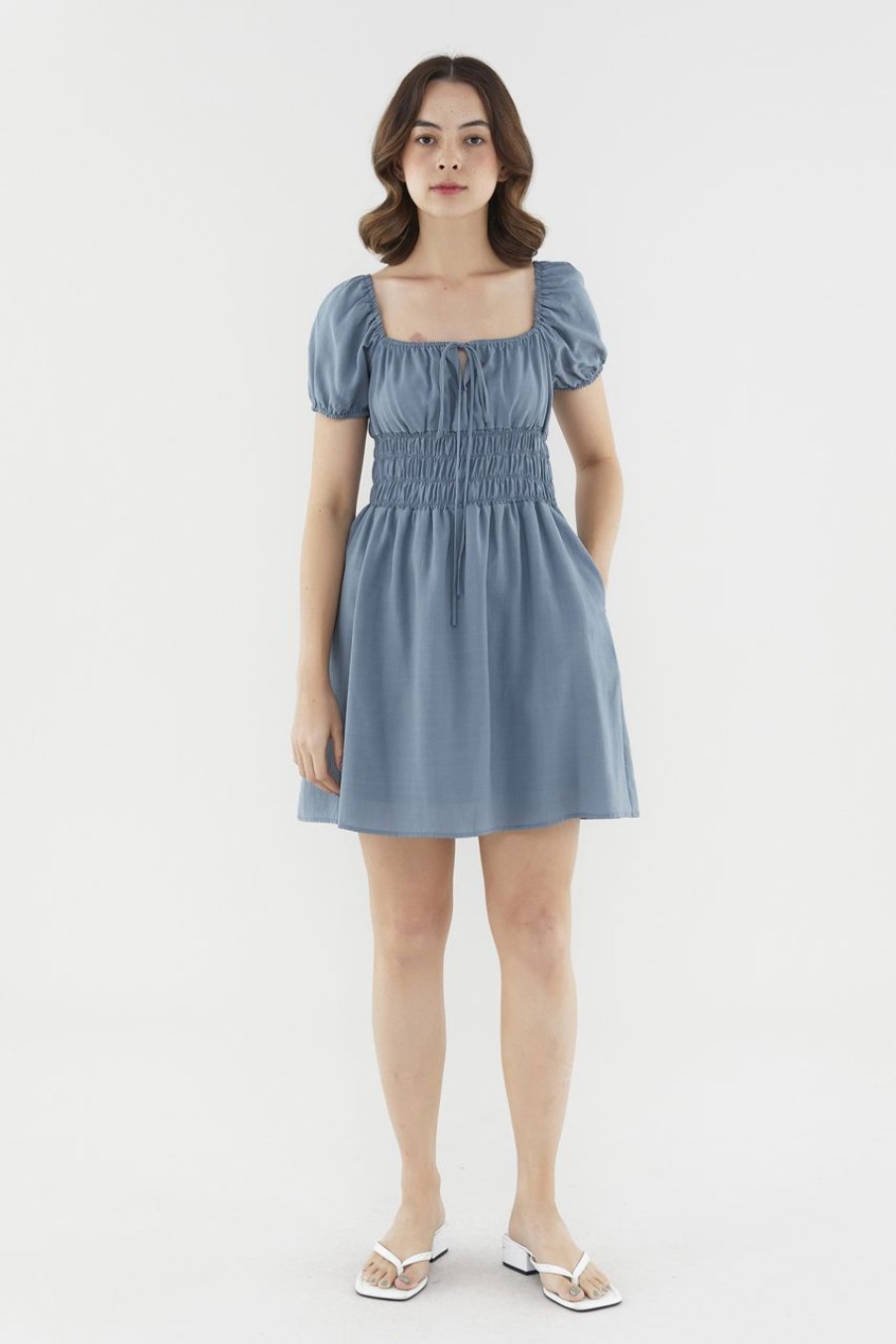 Women The Editor's Market Dresses | Hilaree Shirred Dress Aegean Blue