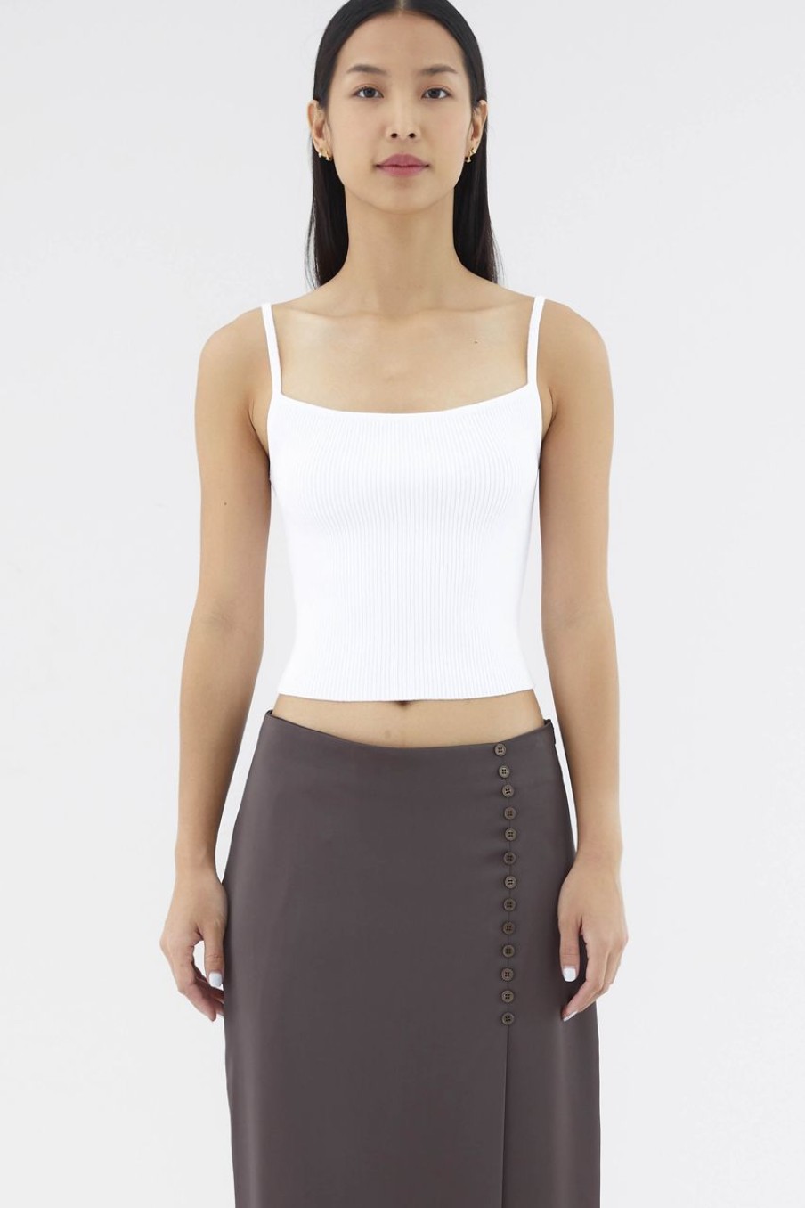 Women The Editor's Market Tops | Marloe Rib Crop Top White