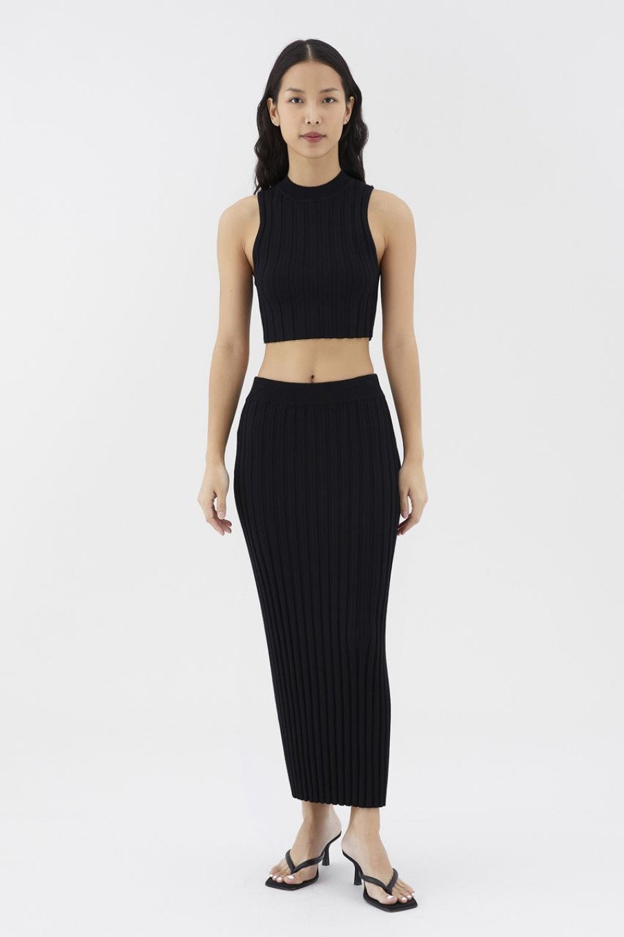 Women The Editor's Market Skirts | Nabilyn Knit Pencil Skirt Black