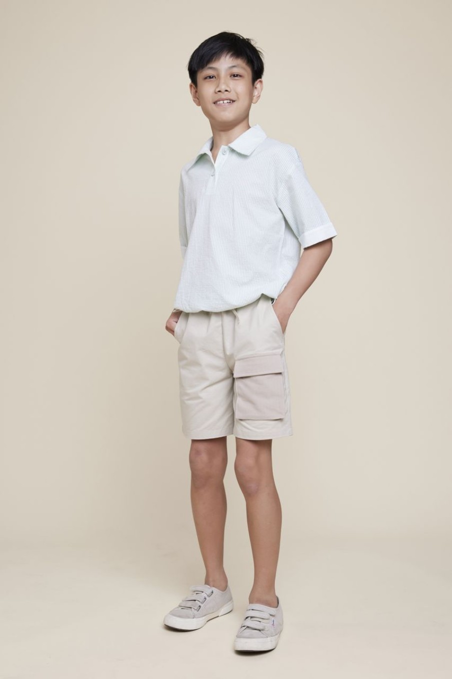 Kids Evryday Studios | Short-Sleeved Shirt Green Stripes