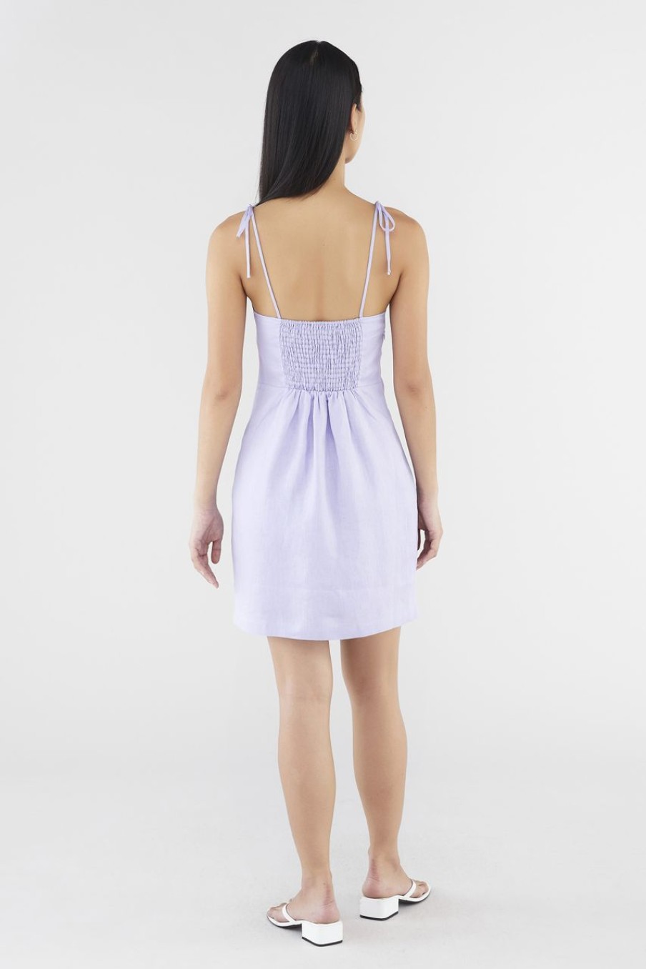 Women The Editor's Market Dresses | Farsa Linen Tie-Strap Dress Orchid