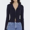 Women The Editor's Market Tops | Venanda Two-Way Zip Knit Top Eclipse