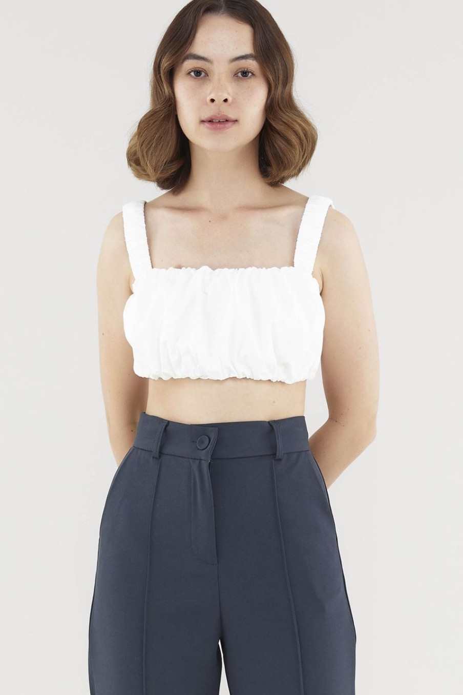 Women The Editor's Market Tops | Willow Bubble Crop Top White