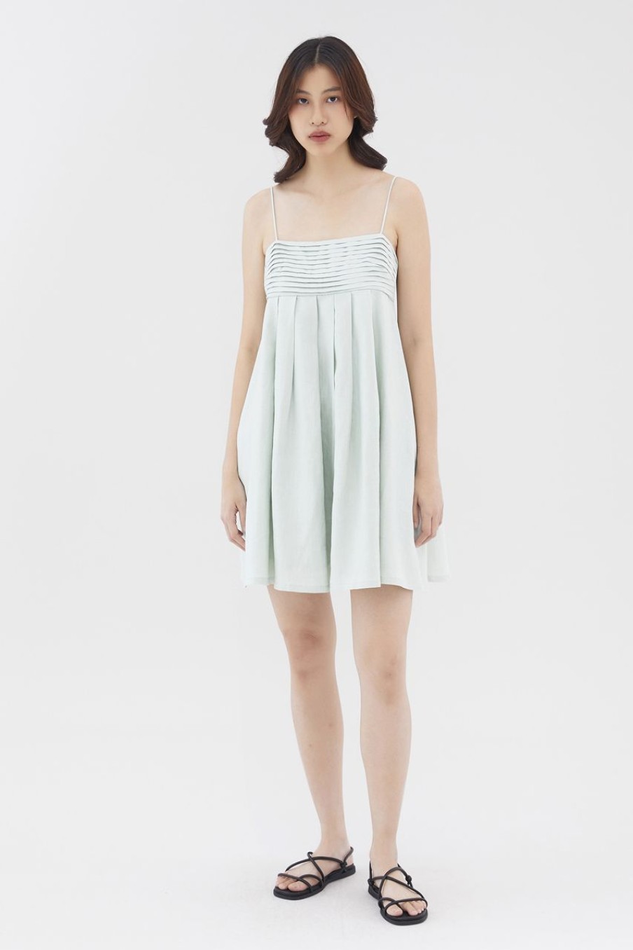 Women The Editor's Market Dresses | Chesca Linen Pleated Dress Mint