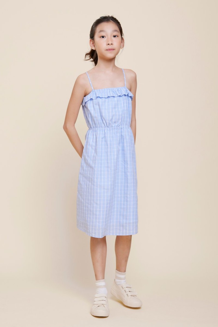 Kids Evryday Studios | Ruffle Midi Dress Blue Plaid