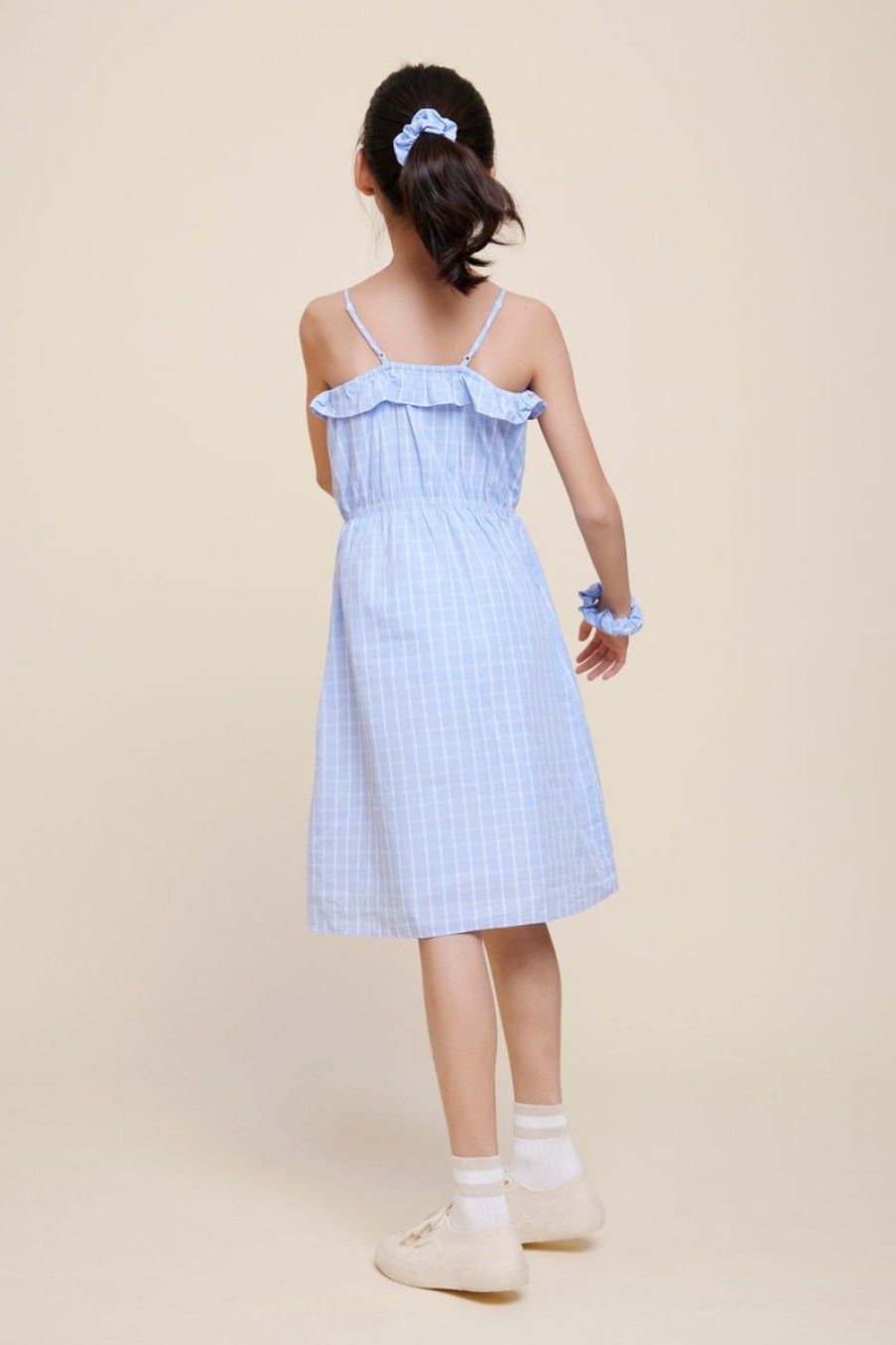 Kids Evryday Studios | Ruffle Midi Dress Blue Plaid