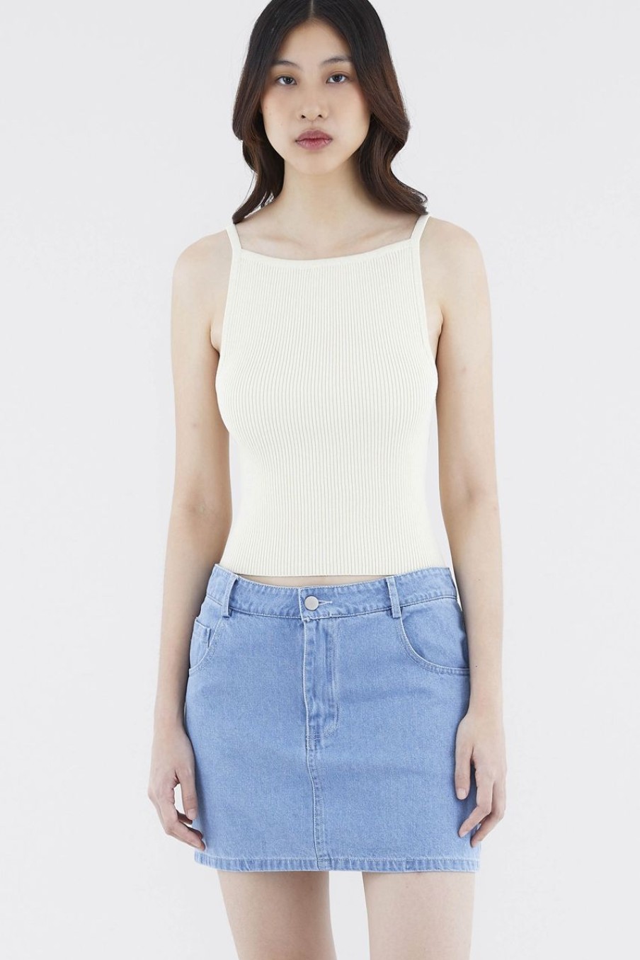 Women The Editor's Market Tops | Jeminic Square Knit Tank Mascarpone