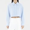 Women The Editor's Market Tops | Casavie Crop Shirt Light Blue/White Stripes