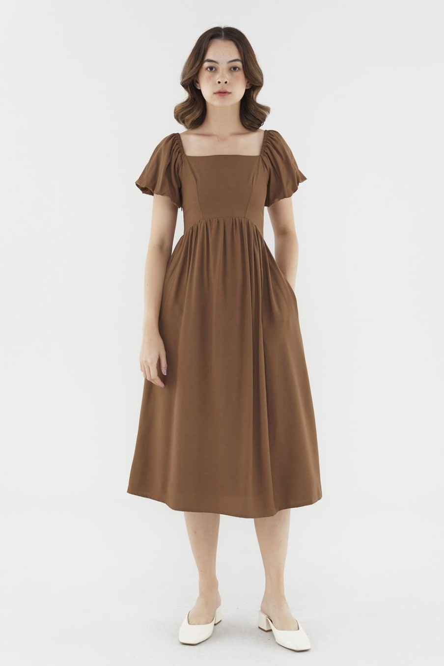 Women The Editor's Market Dresses | Bethenny Puff-Sleeve Dress Pecan