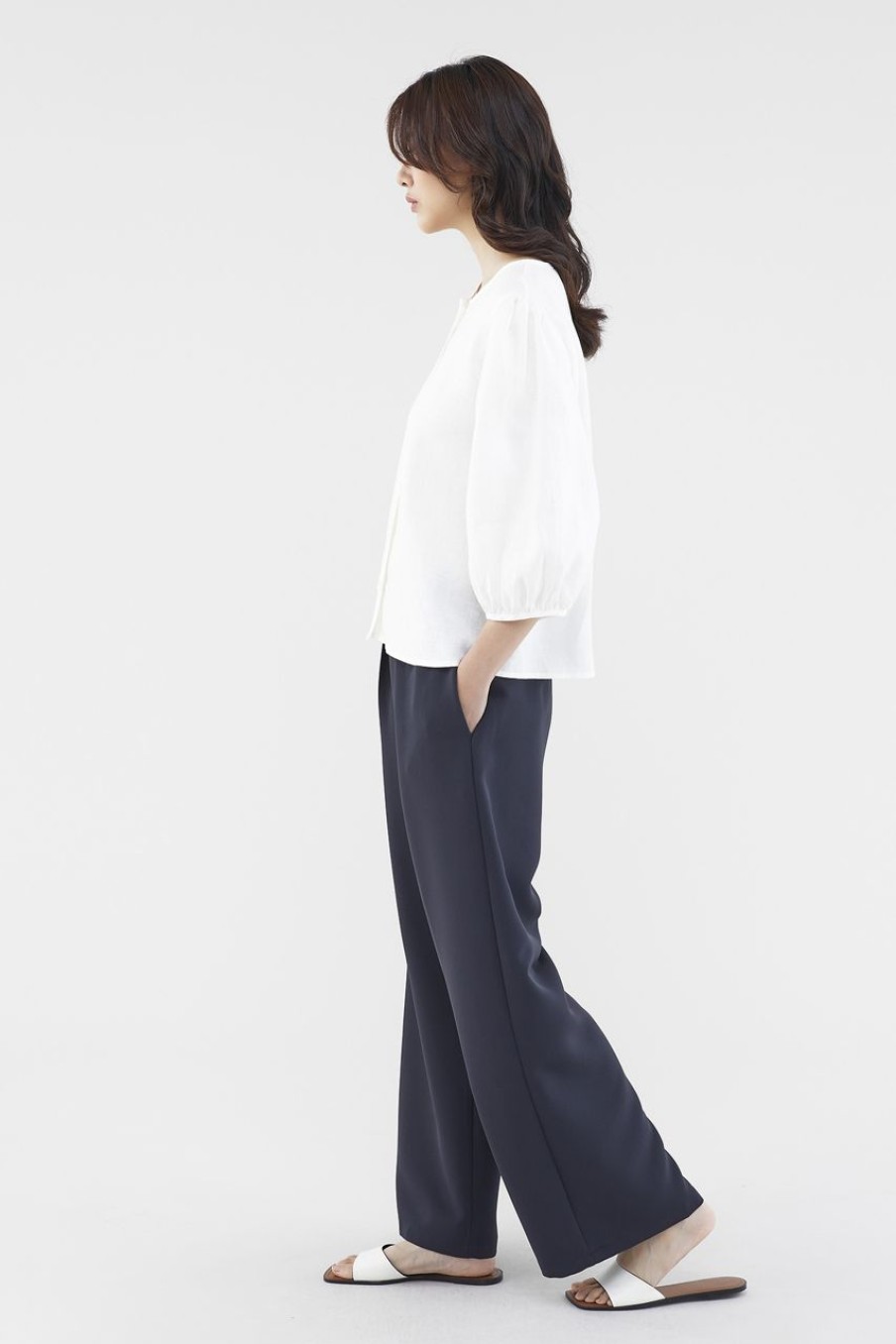 Women The Editor's Market Tops | Tessa Linen Button-Down Blouse White