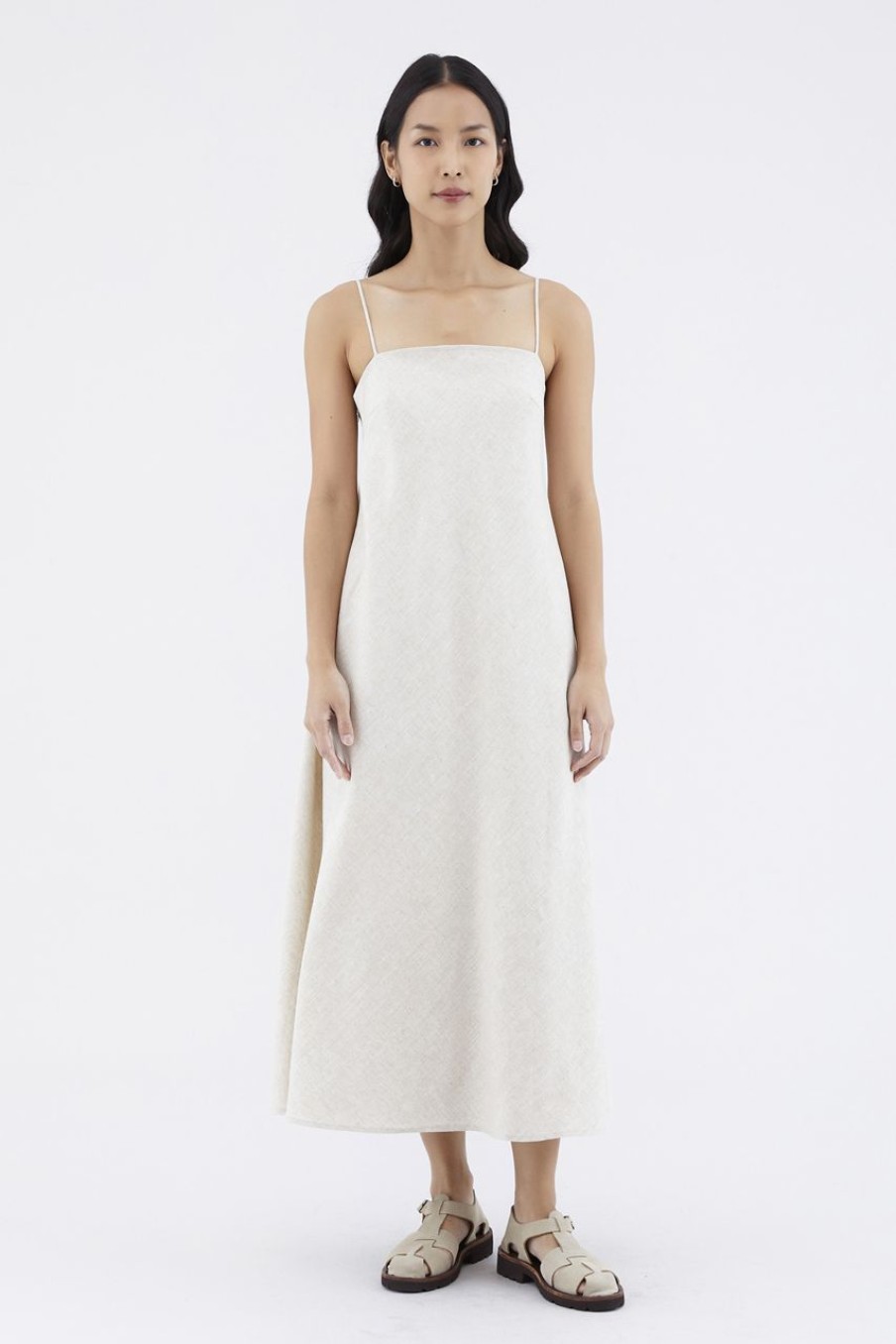 Women The Editor's Market Dresses | Jayleana Linen Bias-Cut Dress Sand