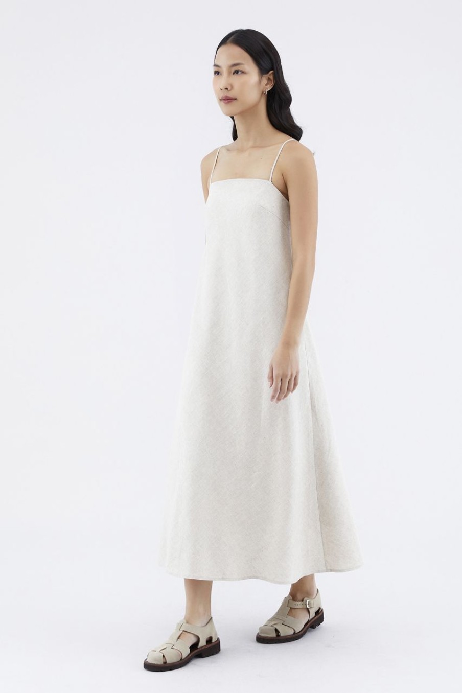 Women The Editor's Market Dresses | Jayleana Linen Bias-Cut Dress Sand