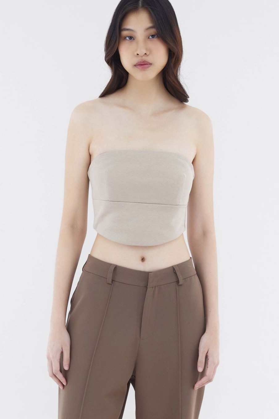 Women The Editor's Market Tops | Kryga Curve Hem Bandeau Taupe