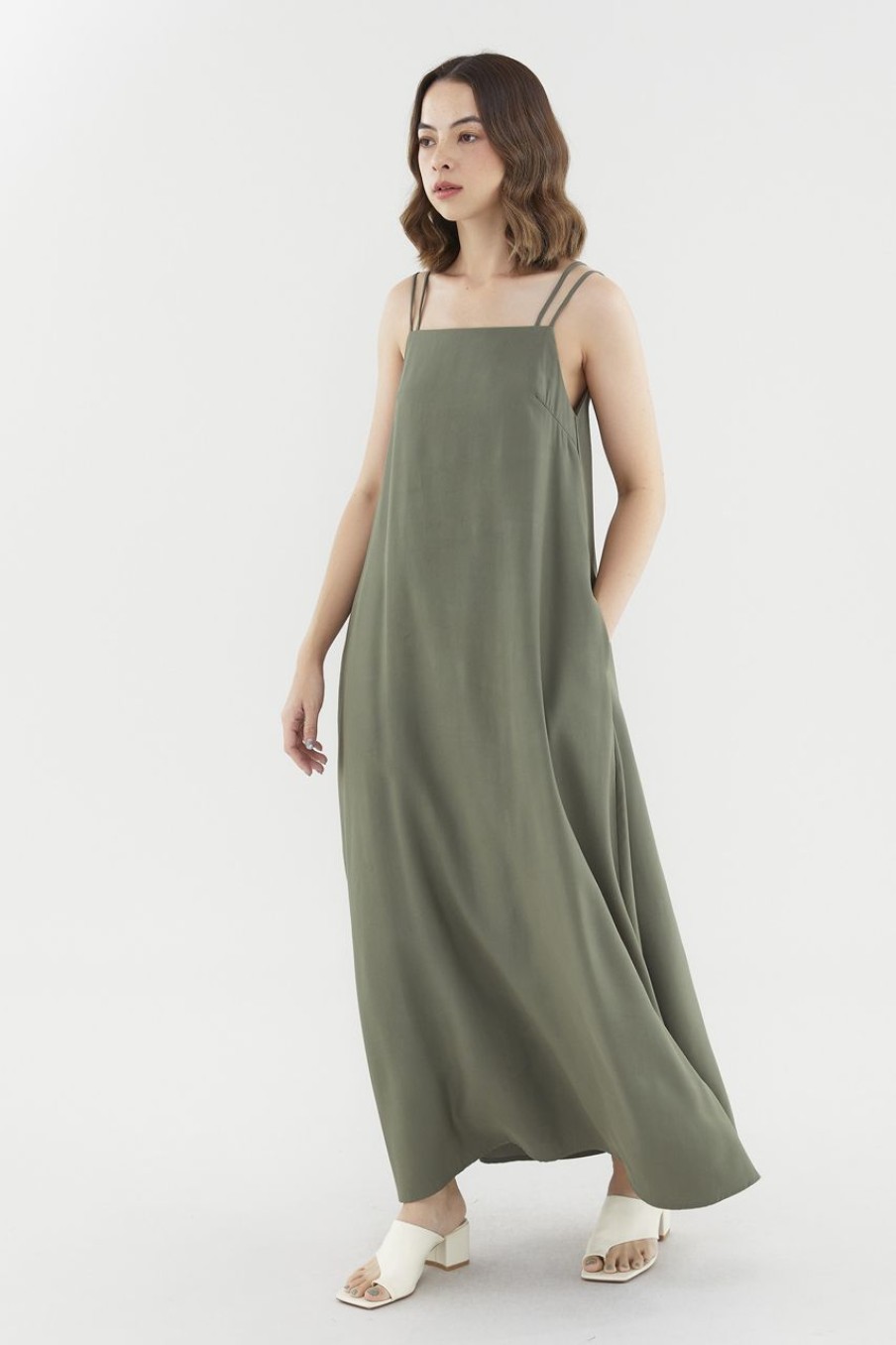 Women The Editor's Market Dresses | Noralyn Double-Strap Dress Safari