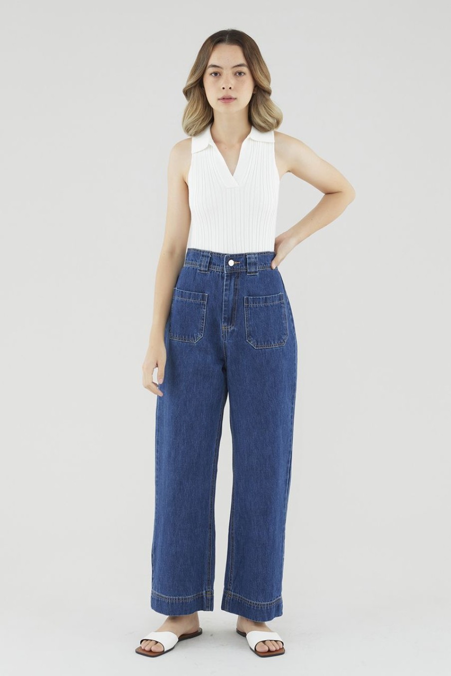 Women The Editor's Market Jeans | Tamia Straight-Leg Jeans Dark Denim Blue