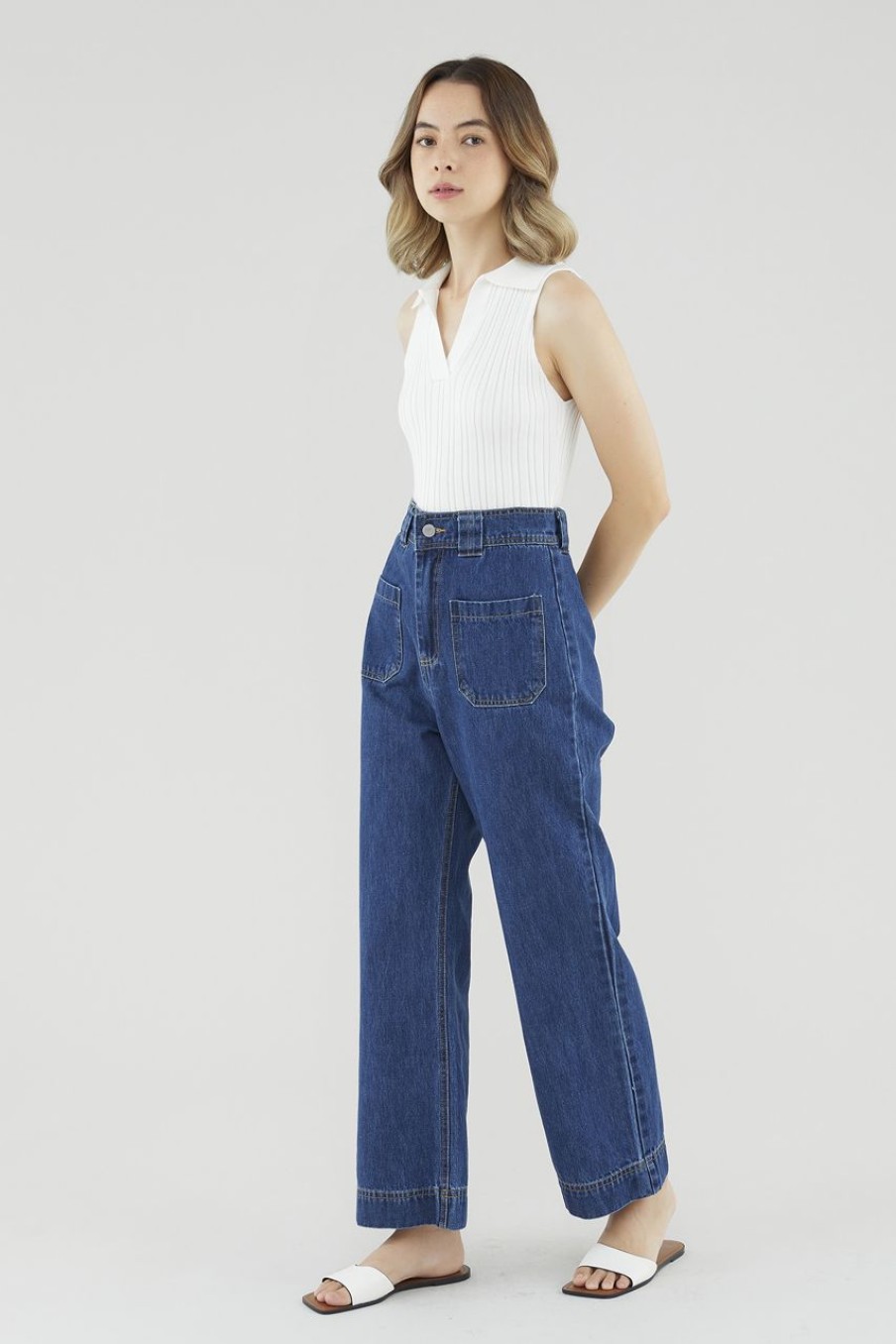 Women The Editor's Market Jeans | Tamia Straight-Leg Jeans Dark Denim Blue